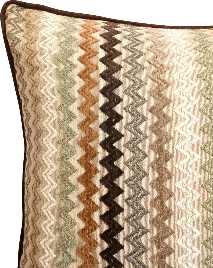Luxury Throw Pillow Covers 14" x 14" Pillowcase Brown Silk Chevron- Chevron Cake