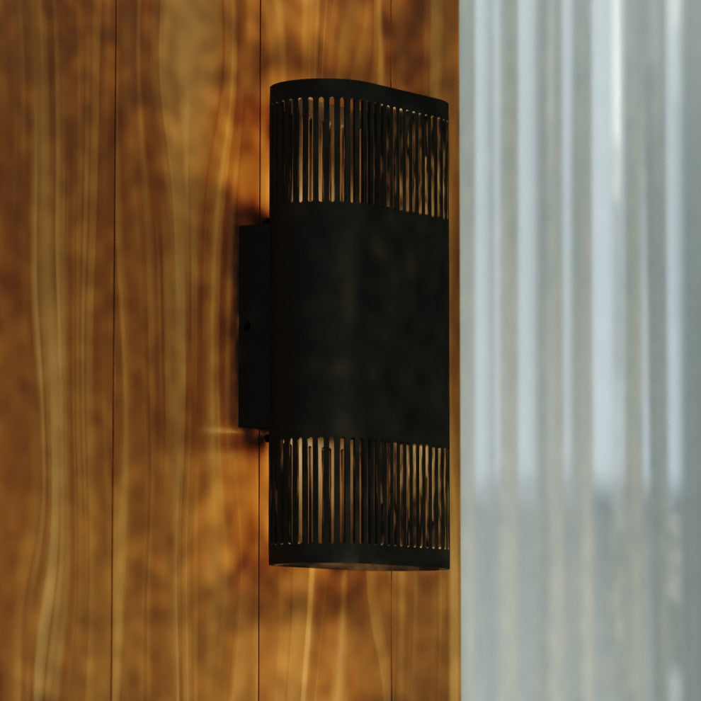 Skyline Aluminum 2-Light LED Textured Black Contemporary Outdoor Wall Sconce
