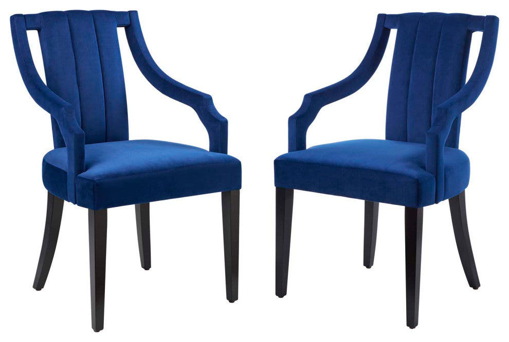 Virtue Performance Velvet Dining Chairs, Set of 2, Navy