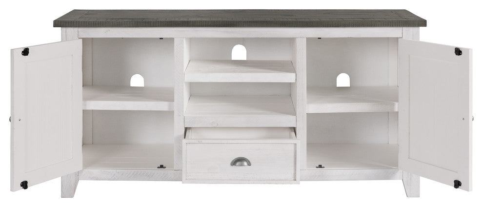 Monterey 60" Monterey TV Stand, White With Grey Top