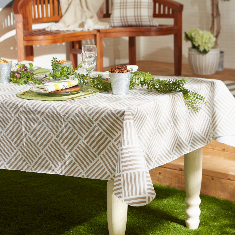 Stone Grid Vinyl Tablecloth 60x102