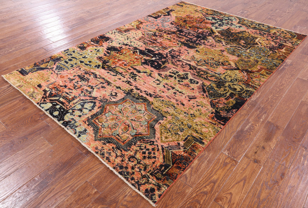 Modern Wool and Silk Hand Knotted Rug 6' 0" X 9' 0" Q7334