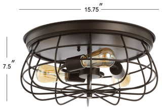 Calvia 15.7" 3-Light Farmhouse Metal Cage Flush Mount