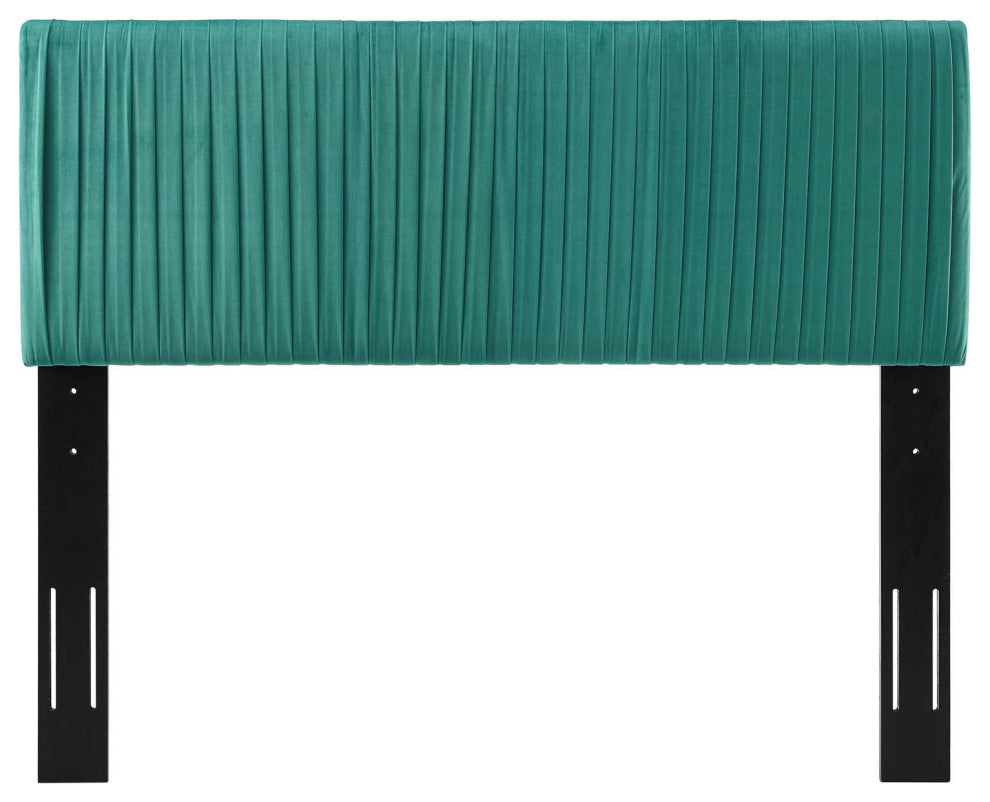 Tufted Headboard, Twin Size, Velvet, Teal Blue, Modern Contemporary, Bedroom