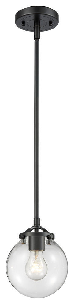 1-Light Beacon 6" Mini Pendant, Oil Rubbed Bronze, Glass: Clear
