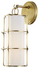 Sovereign 1-Light Wall Sconce, Aged Brass Finish, Off White Linen Shade