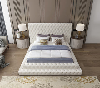 Revel Velvet Upholstered Bed, Cream, King