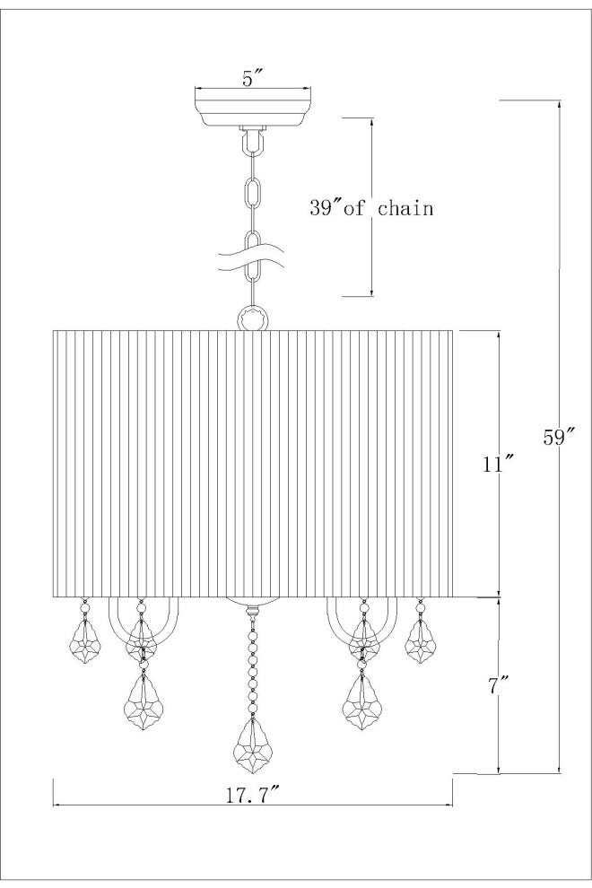 Taylor 5-Light Chrome White Threaded Drum Shade Crystal  Glam Chandelier