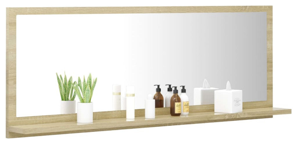 vidaXL Mirror Vanity Mirror Wall Mounted Bath Mirror Sonoma Oak Engineered Wood