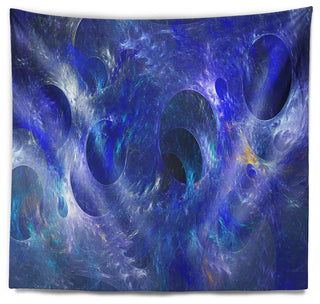 Clear Blue Fractal Glass Texture Abstract Wall Tapestry, 60"x50"
