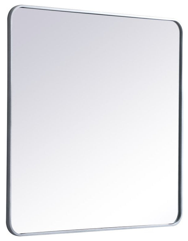 Ellis Soft Corner Metal Rectangular Mirror, Silver, 36"x36"