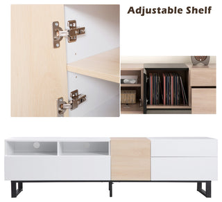 Gewnee TV Stand for 80'' TV with Double Storage Space, White