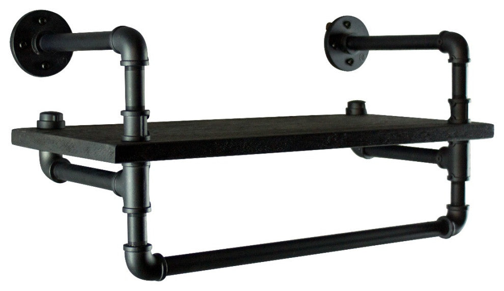 Ann Harbor Farmhouse Industrial 27" Wide Shelf Rack, Black Steel