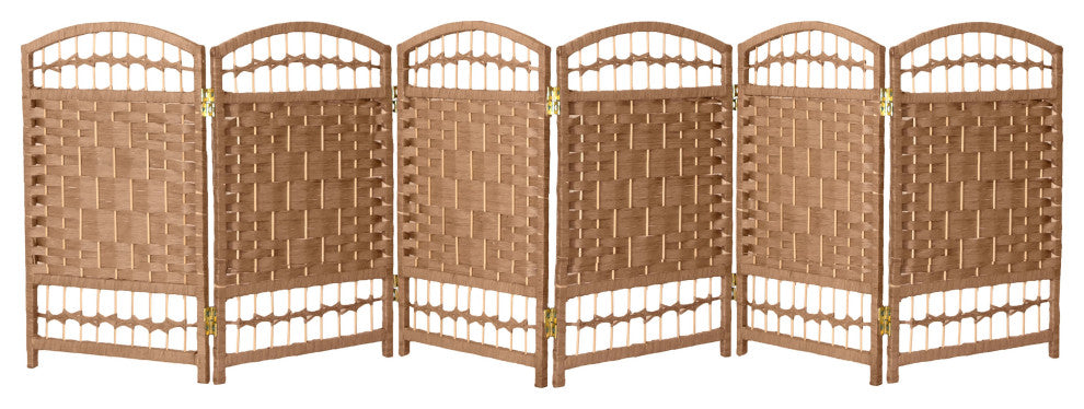 2 ft. Short Fiber Weave Room Divider Natural 6 Panels