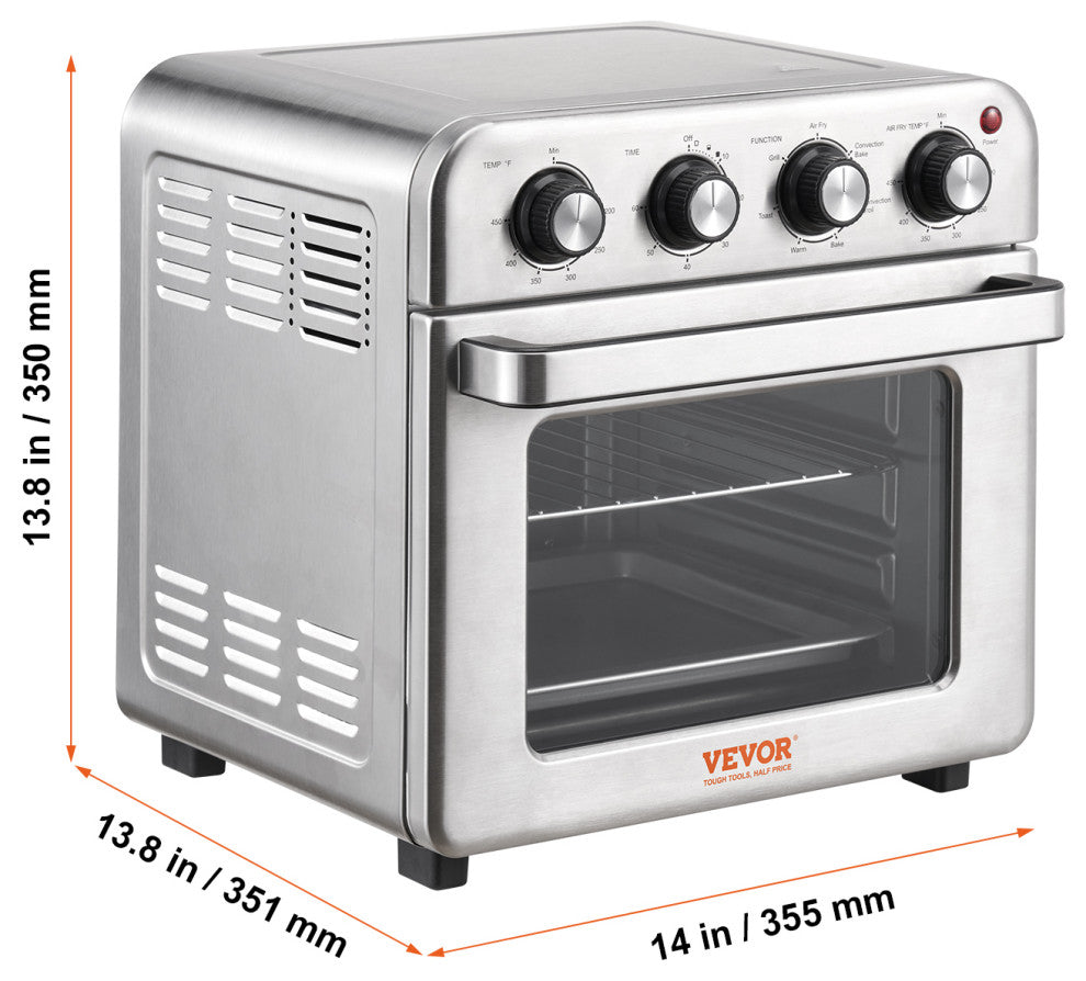 VEVOR Air Fryer Toaster Oven 1700W Stainless Steel Convection Oven, 18 L 7-in-1