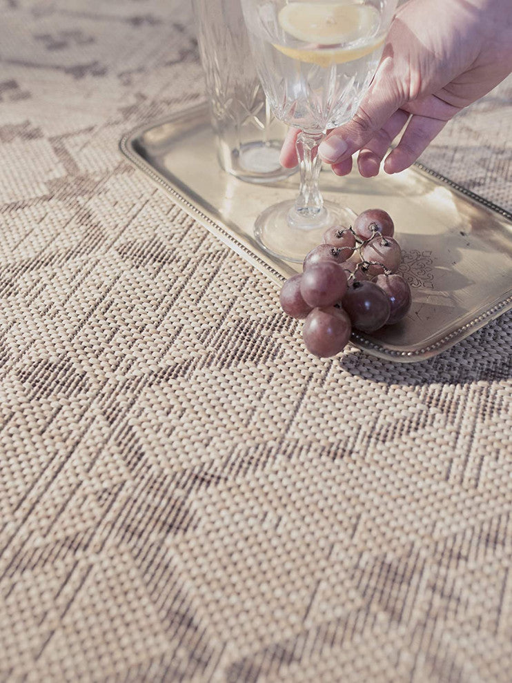 Outdoor Collection Geometric Area Rug - Bohemian Rug, Neutral, 7'10"x10'
