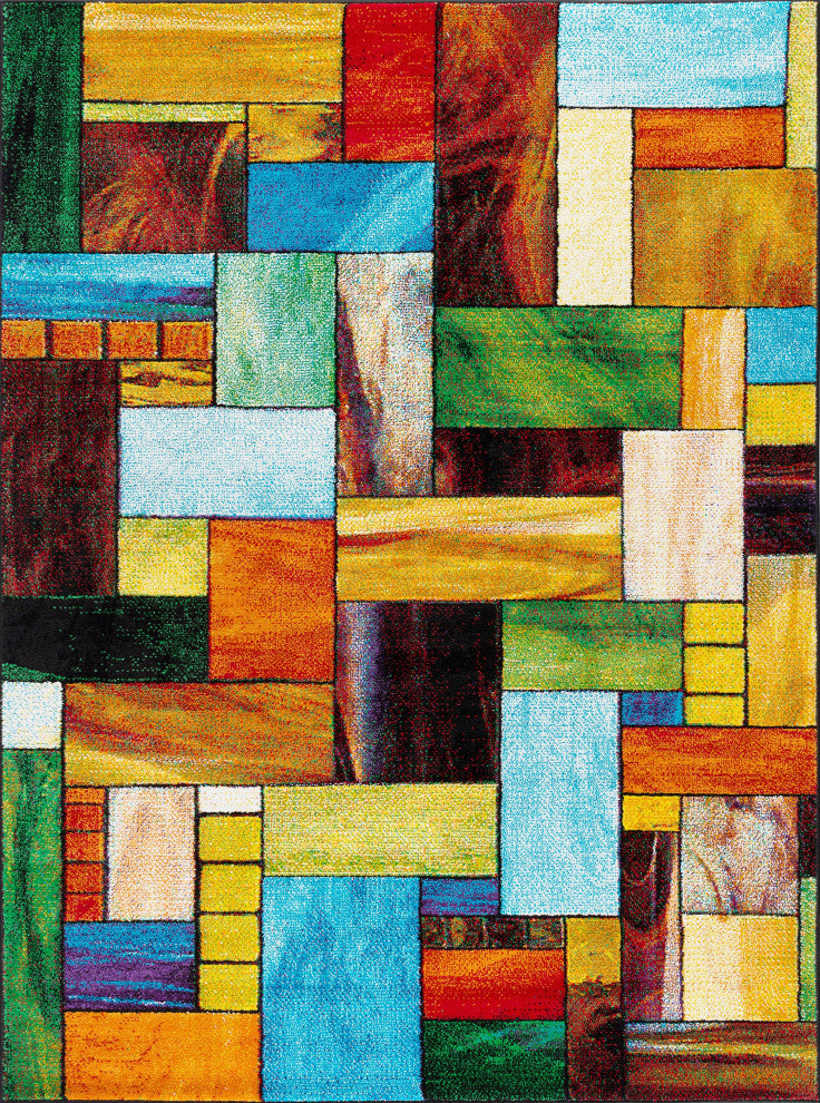 Cerise Contemporary Abstract Area Rug