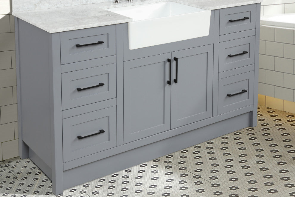 Laguna 60" Single Bathroom Vanity Set, Gray