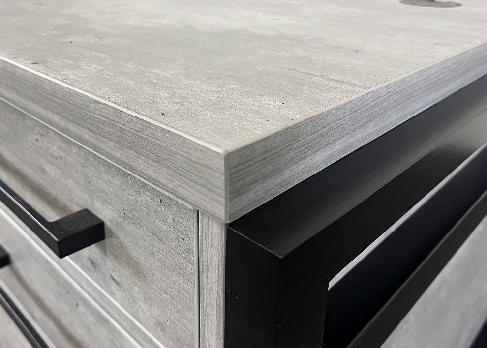 Modern Wood Laminate Double Pedestal Executive Desk, Concrete Gray