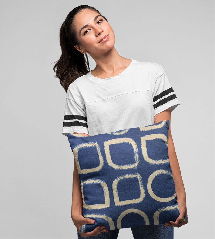 Plutus Blue Block Dot Luxury Throw Pillow, 20"x30"
