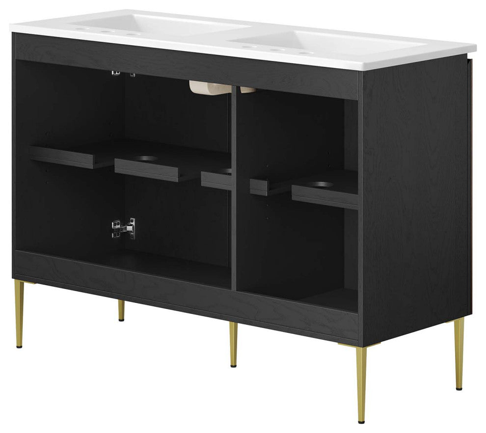 Alchemist 48" Double Sink Bathroom Vanity - White Black