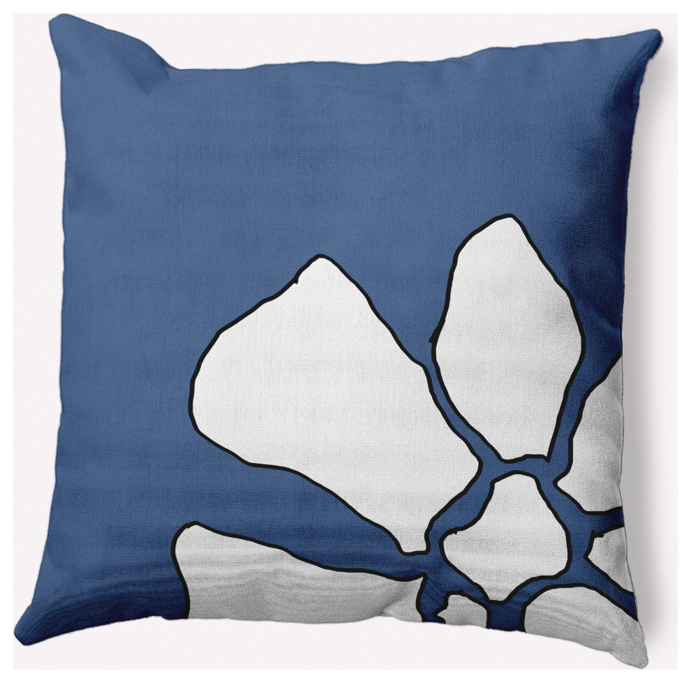 Petal Lines Decorative Throw Pillow, Blue, 18x18"