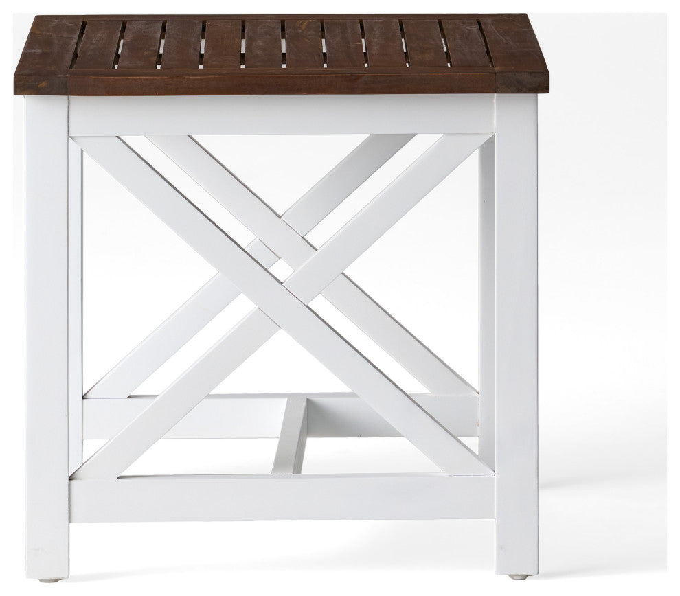 GDF Studio Selvan Indoor Farmhouse Cottage Acacia Wood End Table, Dark Oak