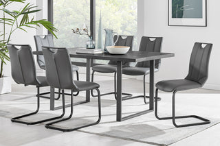 Fenton Rectangular 71" Dining Table, Charcoal Top and Black Base