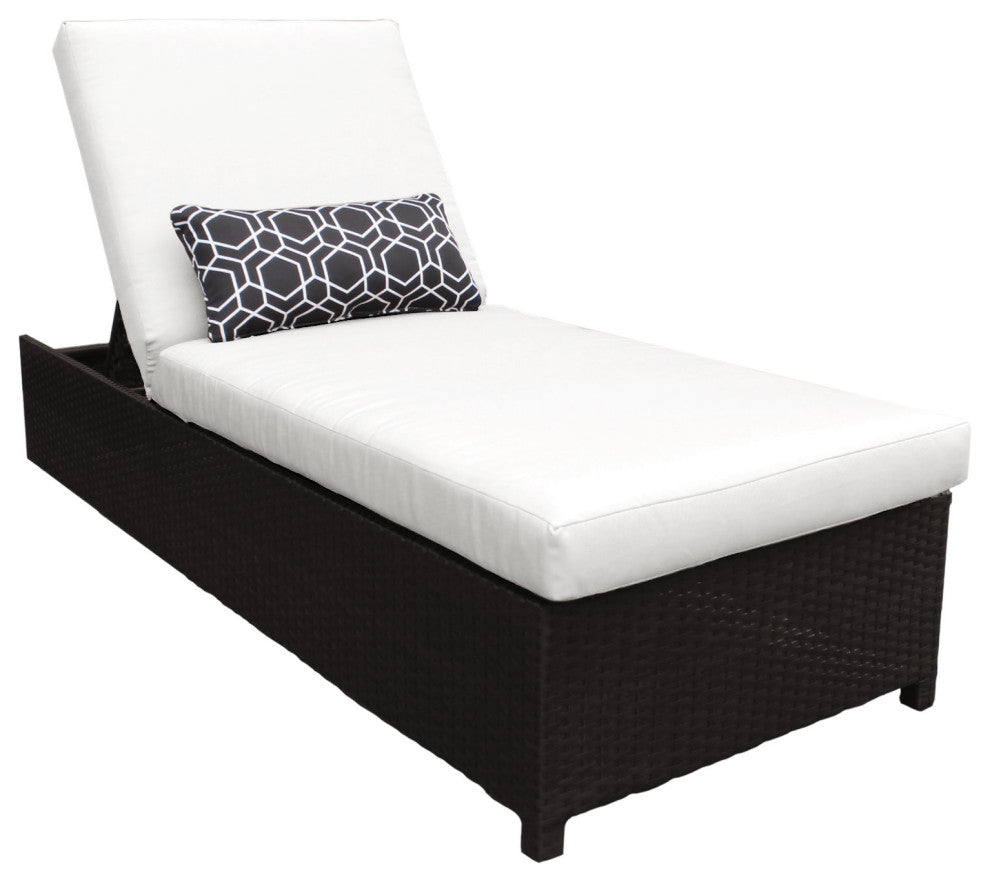 Barbados Wheeled Chaise Outdoor Wicker Patio Furniture in White