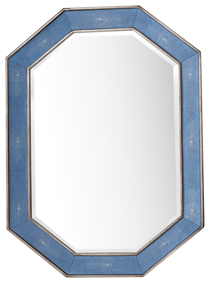 Tangent 30" Mirror, Silver with Delft Blue