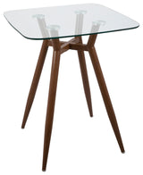 Lumisource Clara Counter Table, Walnut Metal and Clear Glass