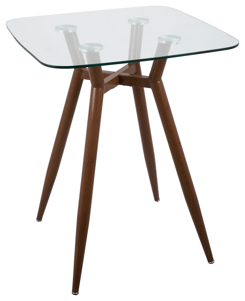 Lumisource Clara Counter Table, Walnut Metal and Clear Glass