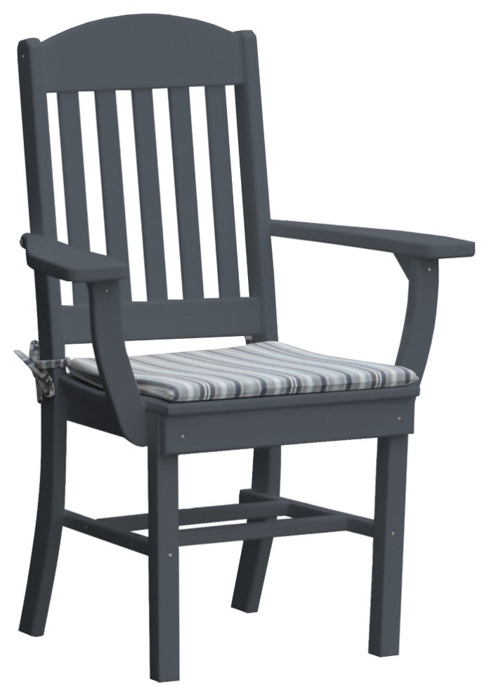 Poly Lumber Classic Dining Chair with Arms, Dark Gray