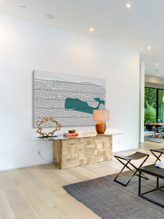 "Print Whale" Painting Print on White Wood