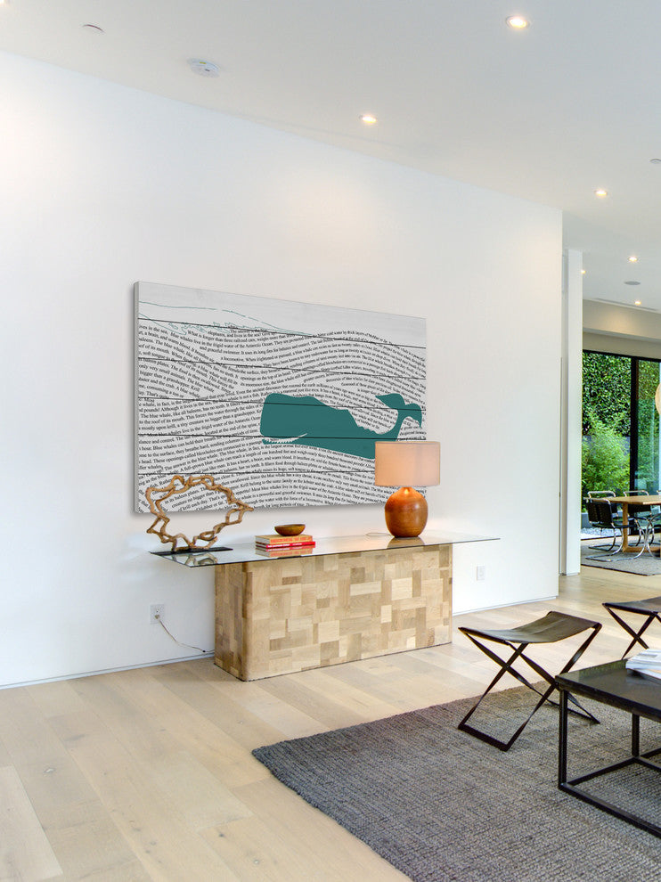 "Print Whale" Painting Print on White Wood