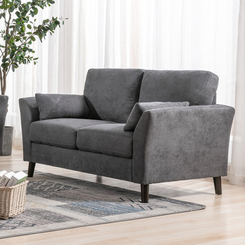 Damian Woven Fabric Loveseat, Gray