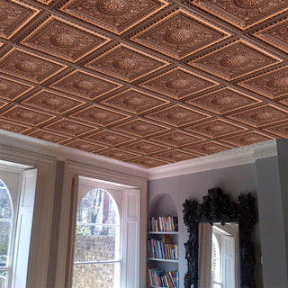 Antique Copper 3D Ceiling Panels, 2'x2', 100 Sq Ft, Pack of 25