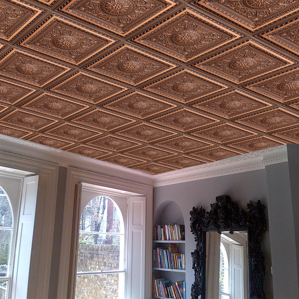 Antique Copper 3D Ceiling Panels, 2'x2', 100 Sq Ft, Pack of 25