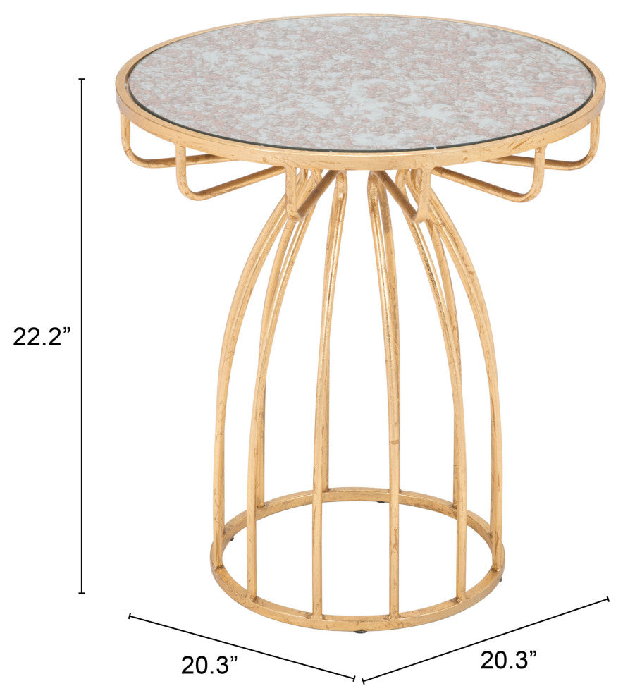 Sofa Side Table, Round, Glass, Steel Metal, Gold, Lounge Cafe Lobby Hospitality