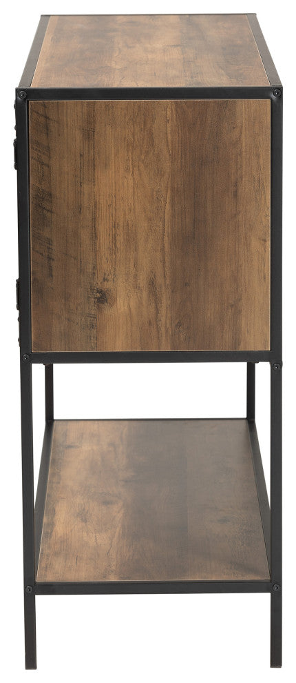 Rana Walnut Brown and Black Sideboard