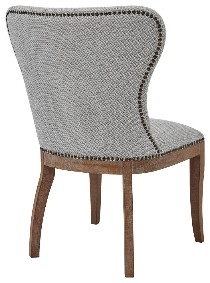 Dorsey Dining Side Chair Drift Wood Legs, Set of 2, Cardiff Gray, Fabric