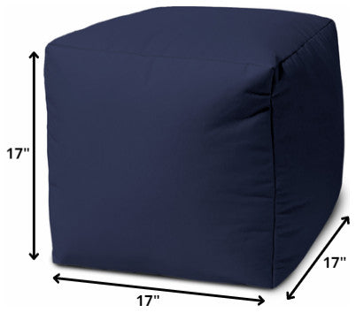 17  Cool Warm Indigo Blue Solid Color Indoor Outdoor Pouf Cover