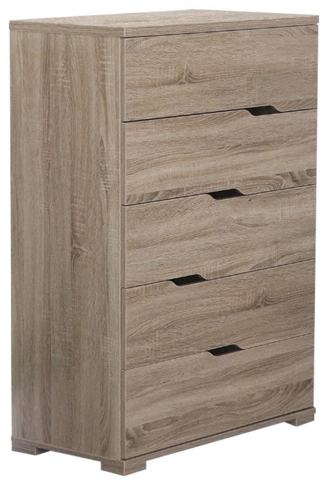 Capacious Brown Finish 5 Drawer Chest With 5 Tier.