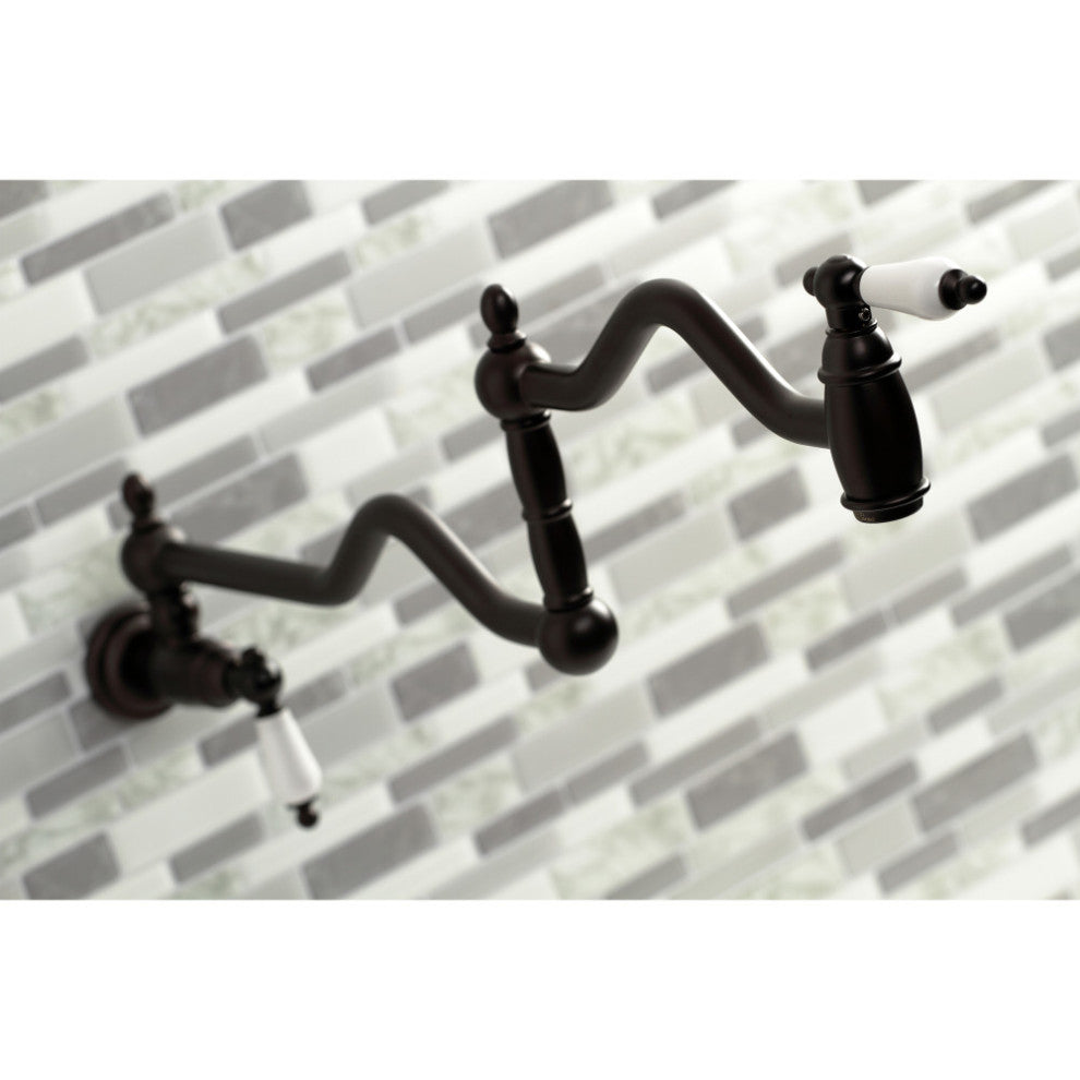 Kingston Brass KS2105PL Heritage Wall Mount Pot Filler, Oil Rubbed Bronze