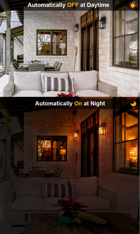 Exterior Wall Mount Lighting Dusk to Dawn Outdoor Sconces, Set of 2
