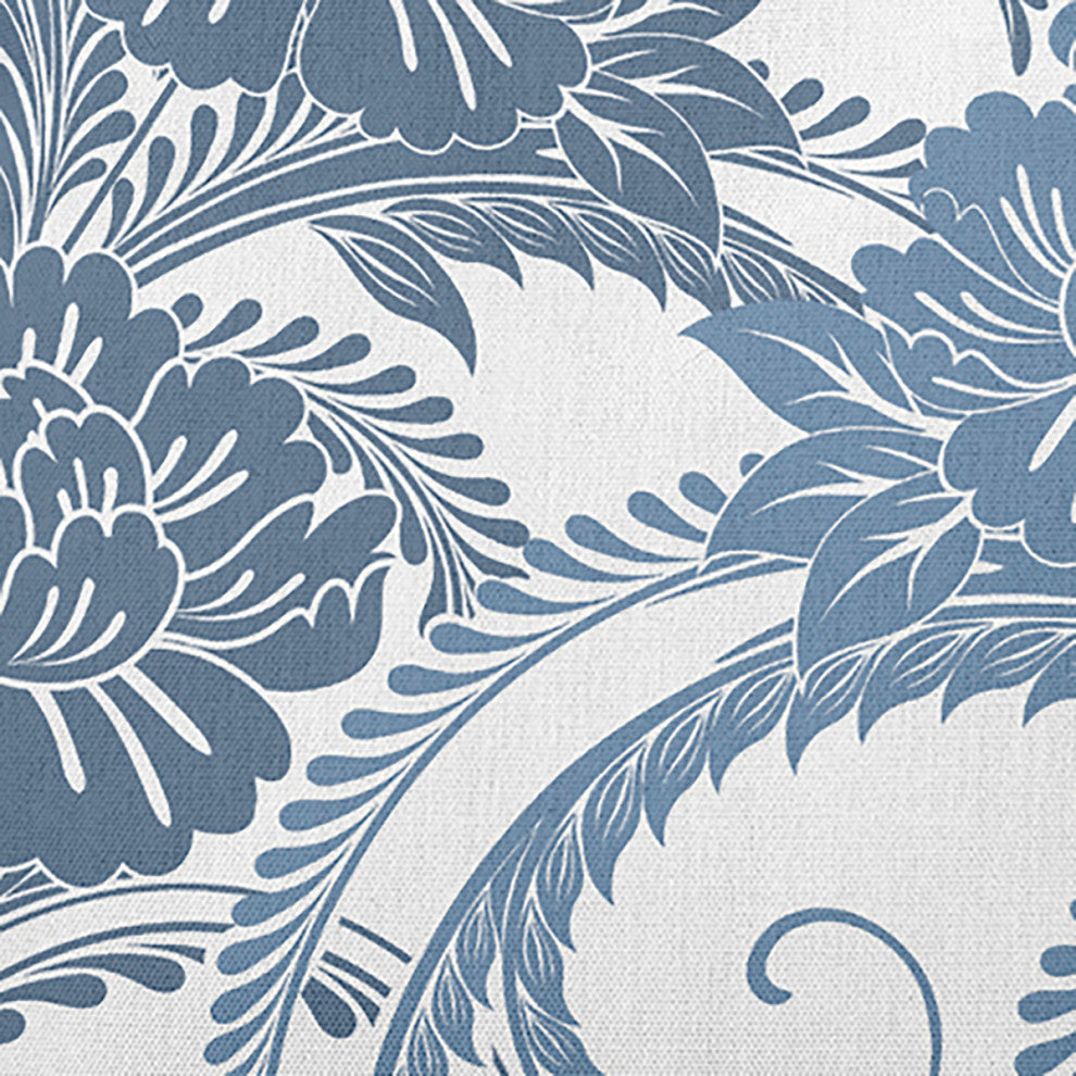 Flower Flourish Polyester Indoor Pillow, Navy, 18"x18"
