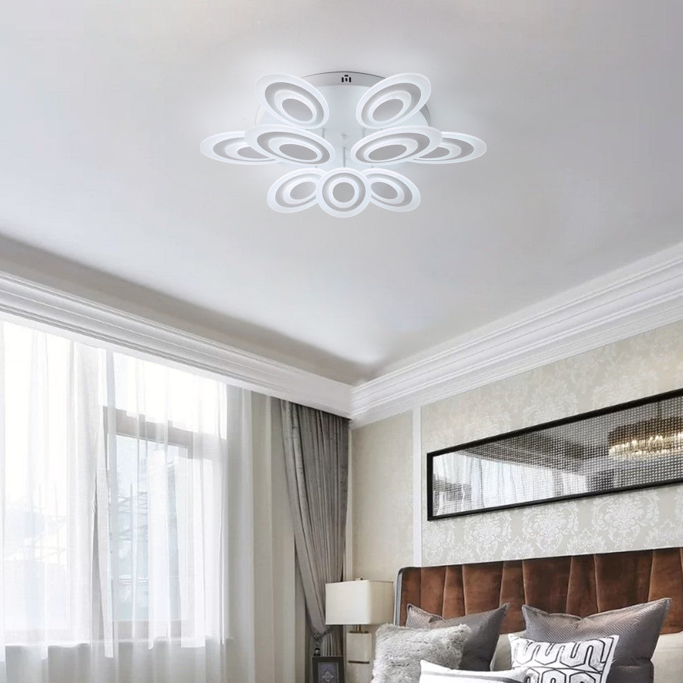 Modern Matte White Flower Shape Semi Flush Mount Ceiling Lamp
