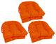 16" Solid Outdoor U-Shaped Tufted Chair Cushions, Set of 6, Tangerine Dream