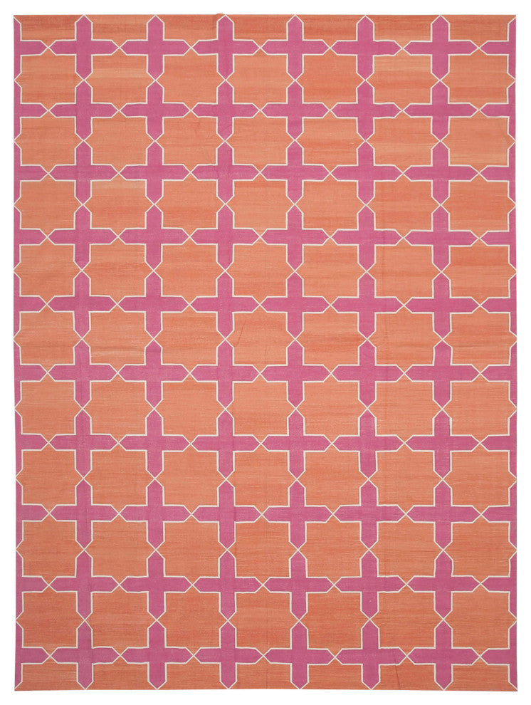 Rug N Carpet - Handmade Wool 10' 1'' x 13' 9'' Flatweave Dhurrie Kilim Rug