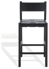 Safavieh Couture Devnie Woven Leather Counter Stool, Black